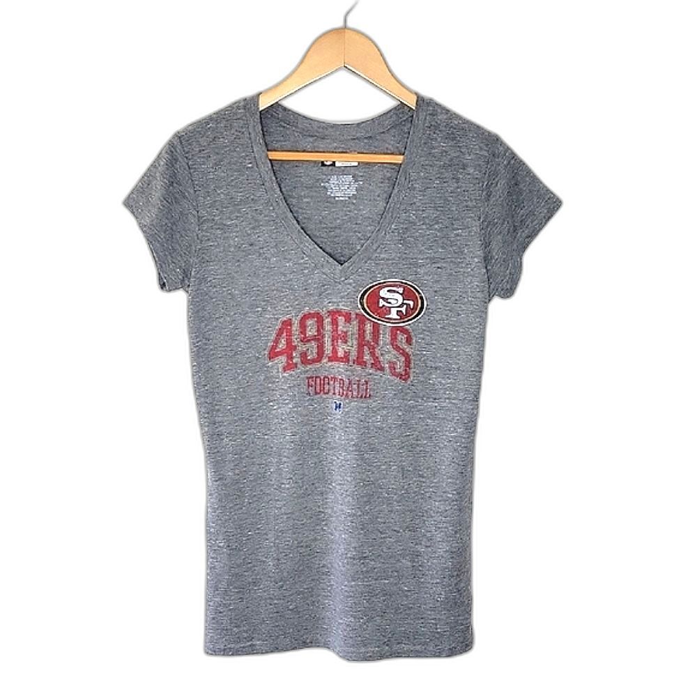 NFL Team Apparel Gray San Francisco 49ers V-Neck T-Shirt size XL Soft Comfy